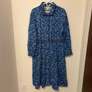 Lanz of Salzburg Blue Floral Women's Dress XL Vintage